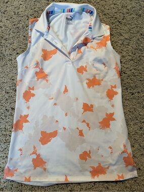 Puma White Sleeveless golf Polo